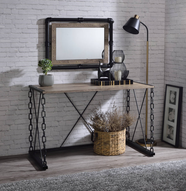 ACME Jodie Rustic Oak & Antique Black Console Table(Same 92248) Model AC00905