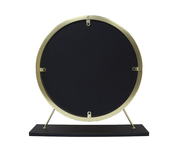 ACME Adao Faux Fur Mirror Black & Brass Vanity Mirror & Stool Model AC00931