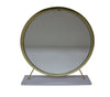 ACME Adao Faux Fur Mirror White & Brass Vanity Mirror & Stool Model AC00932