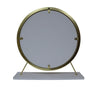 ACME Adao Faux Fur Mirror White & Brass Vanity Mirror & Stool Model AC00932