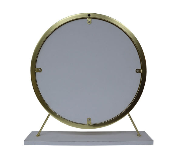 ACME Adao Faux Fur Mirror White & Brass Vanity Mirror & Stool Model AC00932
