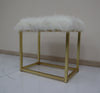 ACME Adao Faux Fur Mirror White & Brass Vanity Mirror & Stool Model AC00932