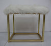 ACME Adao Faux Fur Mirror White & Brass Vanity Mirror & Stool Model AC00932
