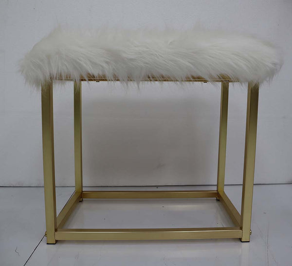 ACME Adao Faux Fur Mirror Pink & Gold Vanity Mirror & Stool Model AC00934