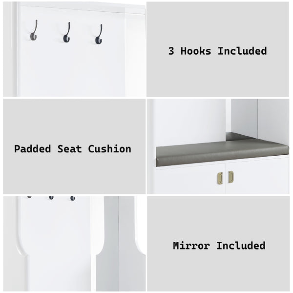 ACME Buck II White High Gloss Hall Tree Model AC01030