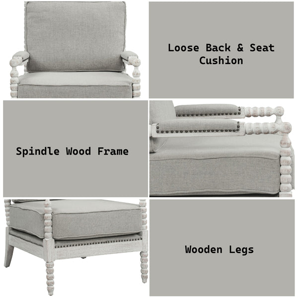 ACME Saraid Gray Linen & Light Oak Accent Chair Model AC01164