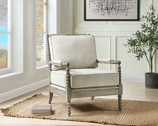 ACME Saraid Beige Linen & Gray Oak Accent Chair Model AC01165