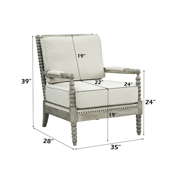 ACME Saraid Beige Linen & Gray Oak Accent Chair Model AC01165