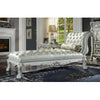 ACME Dresden Synthetic Leather & Bone White Chaise with Pillow Model AC01693