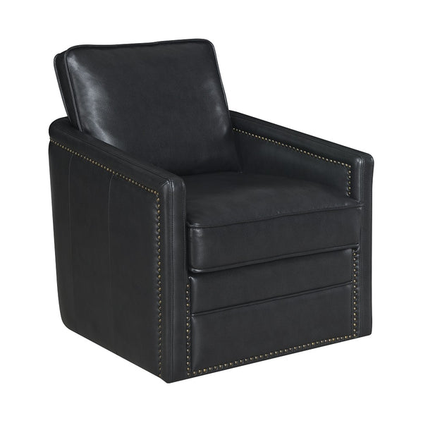 ACME Rocha Black Leather Aire Accent Chair with Swivel Model AC01885
