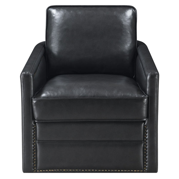 ACME Rocha Black Leather Aire Accent Chair with Swivel Model AC01885