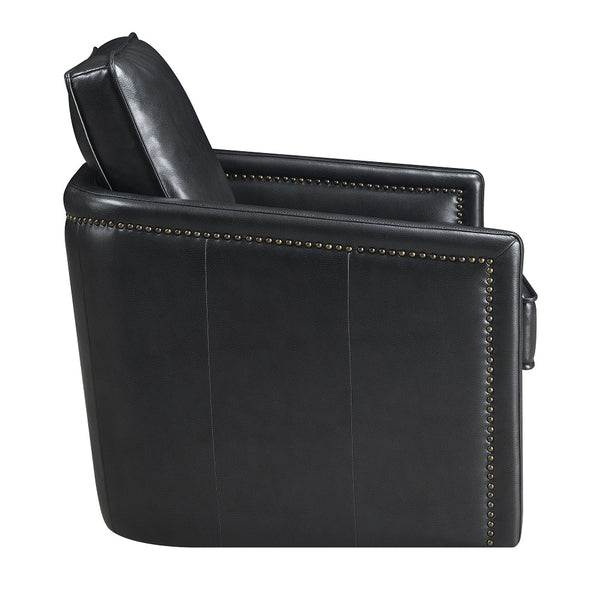 ACME Rocha Black Leather Aire Accent Chair with Swivel Model AC01885