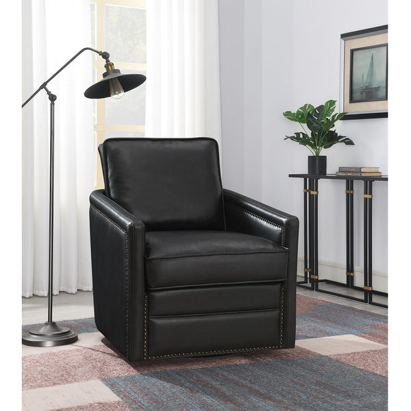 ACME Rocha Black Leather Aire Accent Chair with Swivel Model AC01885