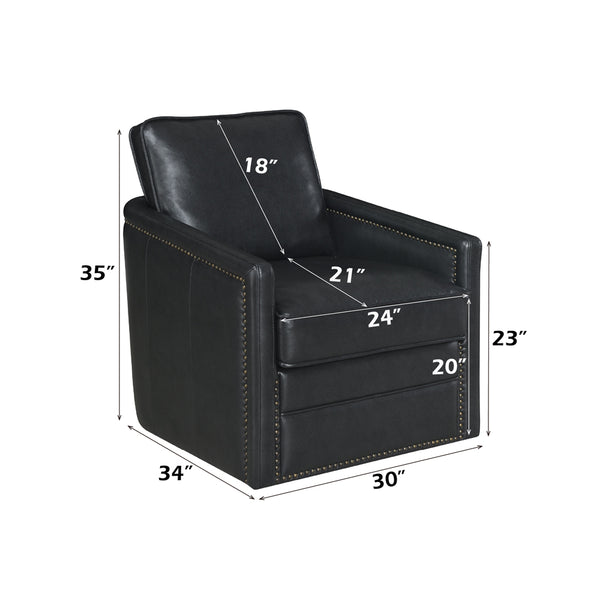 ACME Rocha Black Leather Aire Accent Chair with Swivel Model AC01885