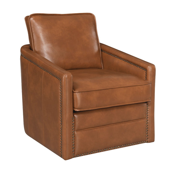 ACME Rocha Brown Leather Aire Accent Chair with Swivel Model AC01886