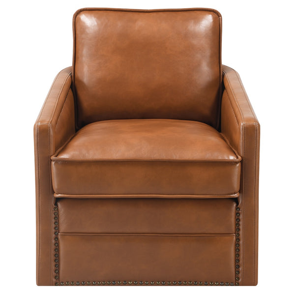 ACME Rocha Brown Leather Aire Accent Chair with Swivel Model AC01886