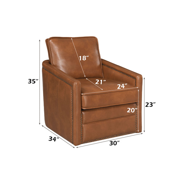 ACME Rocha Brown Leather Aire Accent Chair with Swivel Model AC01886