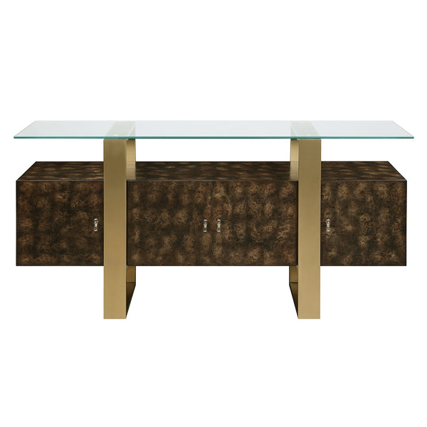 ACME Mabyn Brass & Antique Brown Console Cabinet Model AC01923