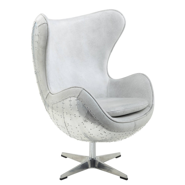 ACME Brancaster Vintage white Top grain Leather Accent Chair with Swivel Model AC01991