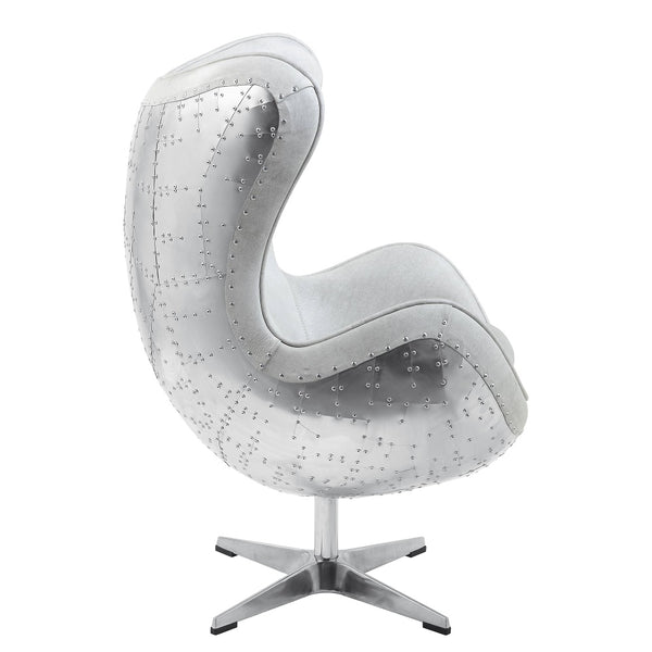 ACME Brancaster Vintage white Top grain Leather Accent Chair with Swivel Model AC01991