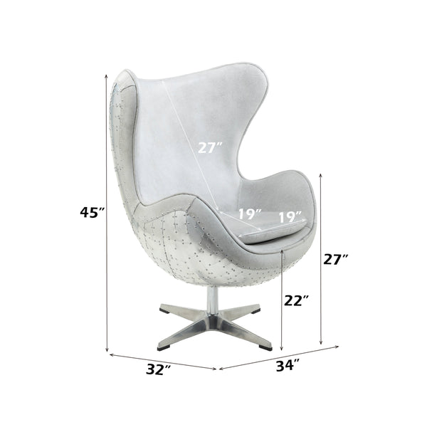 ACME Brancaster Vintage white Top grain Leather Accent Chair with Swivel Model AC01991
