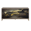 ACME Payo Black Marble Paint Oak & Champagne Console Cabinet Model AC02342