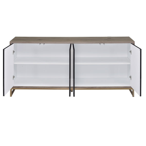 ACME Payo Black Marble Paint Oak & Champagne Console Cabinet Model AC02342