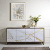 ACME Paavan White Marble Paint Oak & Champagne Console Cabinet Model AC02343