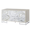 ACME Panos White Marble Paint & Chrome Console Cabinet Model AC02344