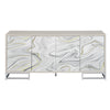 ACME Panos White Marble Paint & Chrome Console Cabinet Model AC02344