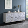 ACME Panos White Marble Paint & Chrome Console Cabinet Model AC02344