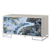 ACME Liam Blue Marble Paint & Chrome Console Cabinet Model AC02345
