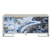 ACME Liam Blue Marble Paint & Chrome Console Cabinet Model AC02345