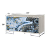 ACME Liam Blue Marble Paint & Chrome Console Cabinet Model AC02345