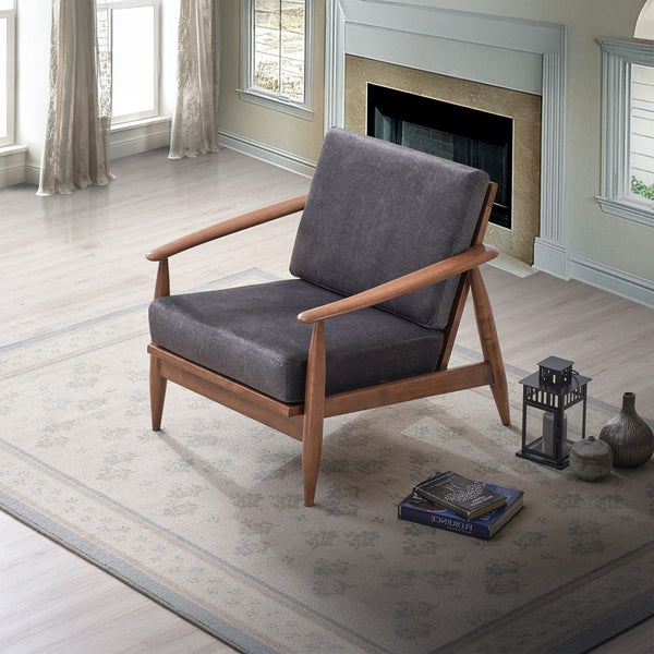 ACME Alisa Charcoal Fabric & Brown Accent Chair Model AC02377