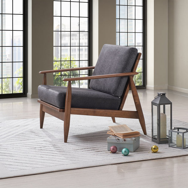 ACME Alisa Charcoal Fabric & Brown Accent Chair Model AC02377