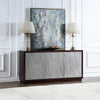 ACME Geranio Metallic Silver & Walnut Console Cabinet Model AC02502