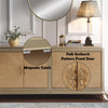 ACME Dodie Oak Sunburst Pattern & Taupe Champagne Console Cabinet Model AC02504