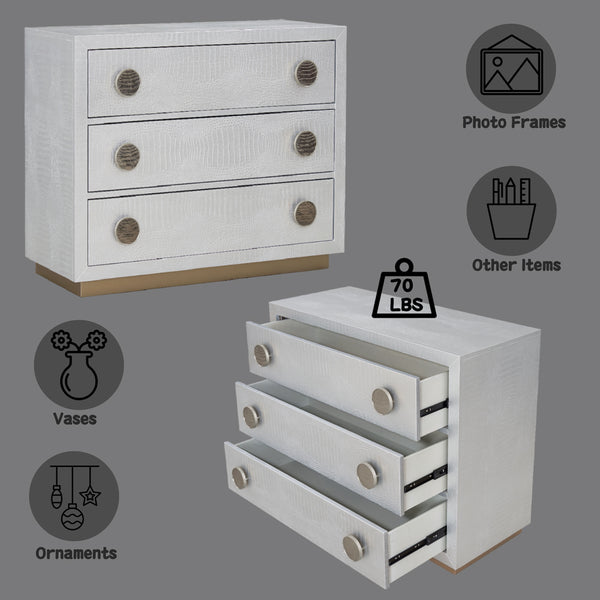 ACME Anpu Silver Faux Crocodile Skin Console Cabinet Model AC02505