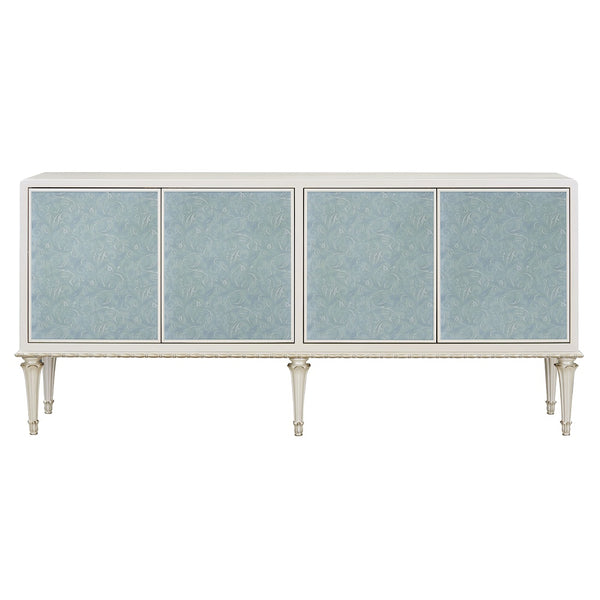 ACME Ansaldo Pearl White & Silver Shimmer Console Cabinet Model AC02506