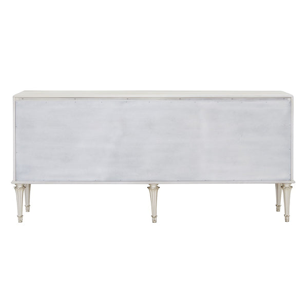 ACME Ansaldo Pearl White & Silver Shimmer Console Cabinet Model AC02506
