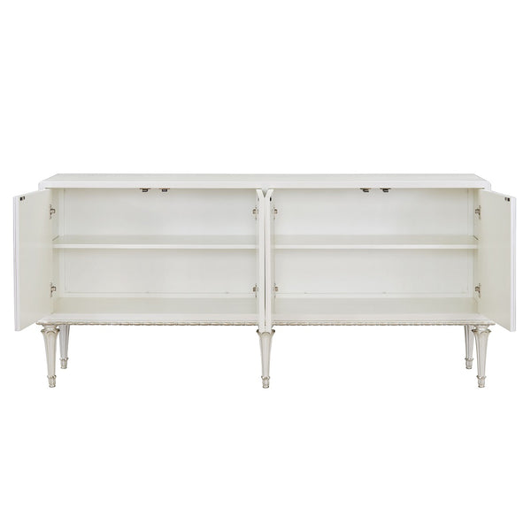 ACME Ansaldo Pearl White & Silver Shimmer Console Cabinet Model AC02506