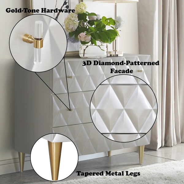 ACME Anson Metallic Silver & Champagne Console Cabinet Model AC02507