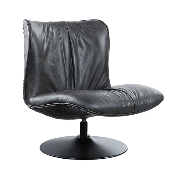 ACME Piotr Black Top Grain Leather Accent Chair with Swivel Model AC02581