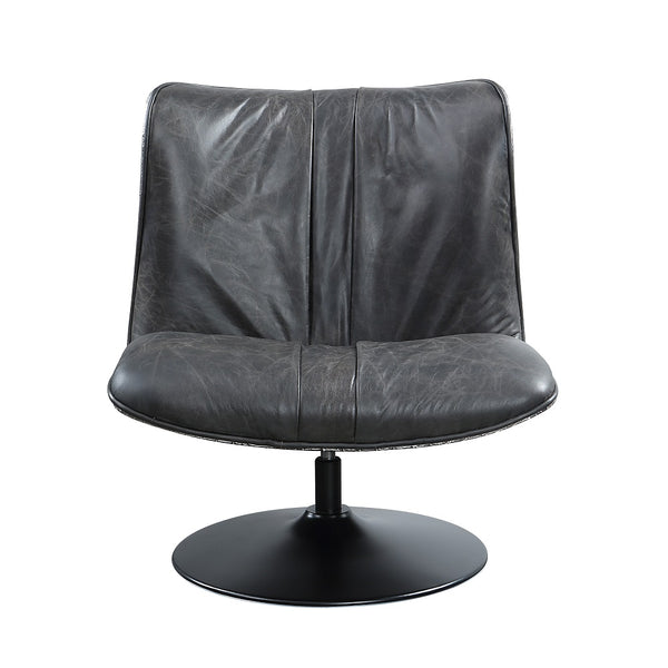 ACME Piotr Black Top Grain Leather Accent Chair with Swivel Model AC02581