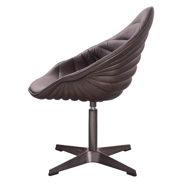 ACME Pipino Antique Ebony Top Grain Leather Accent Chair with Swivel Model AC02582