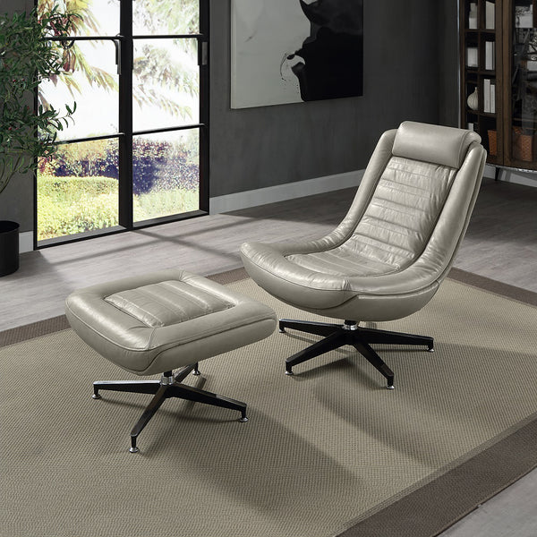 ACME Piran Twilight Top Grain Leather Ottoman Model AC02585