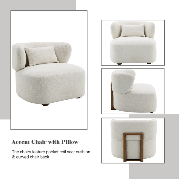 ACME Darius Beige Boucle Accent Chair with Pillow Model AC02589