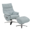 ACME Janella Babyblue Top Grain Leather Accent Chair with Swivel & Ottoman Model AC02990