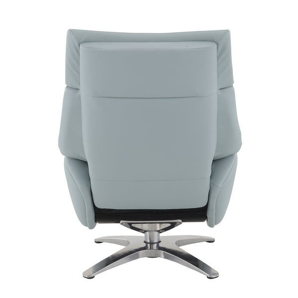 ACME Janella Babyblue Top Grain Leather Accent Chair with Swivel & Ottoman Model AC02990